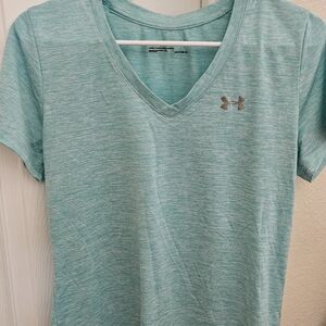 Under Armour Women's Aqua V-Neck Tee, Size Medium